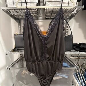 Zara Black Lace Trim Bodysuit